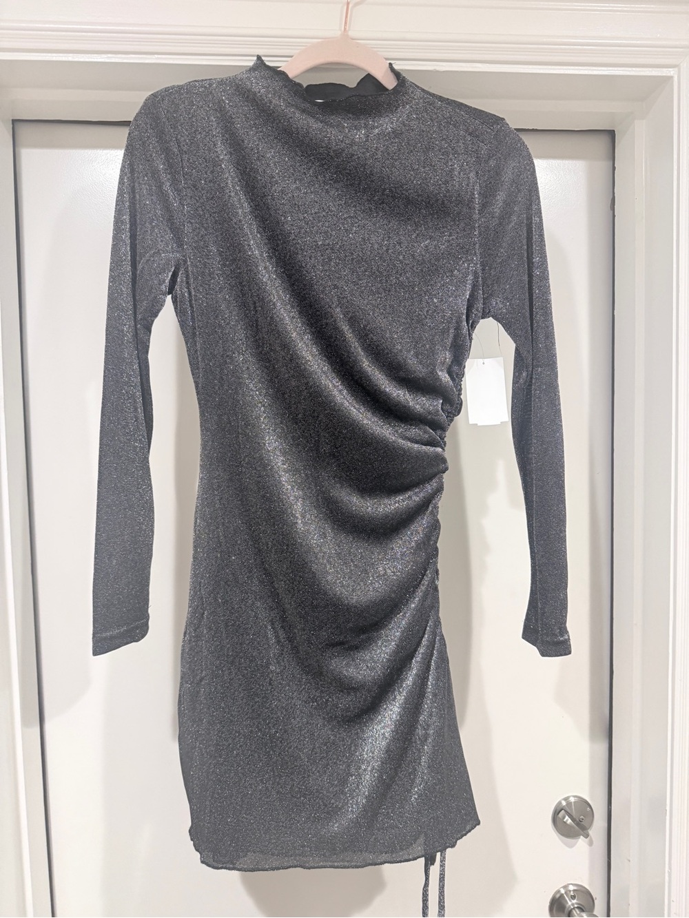 Princess Polly Silver Glitter Long-Sleeve Mini Dress - Picture 4 of 4